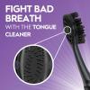 imageOralB 3D White Charcoal toothbrush 2 count MEDIUM manual tootbrush pack Whitens teeth removes plaque and stains tongue scraper tooth brush2 Count Pack of 1
