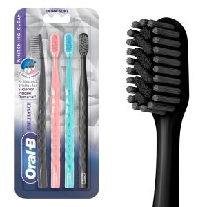 imageOralB 3D White Brilliance toothbrushes 4 Count Toothbrush Extra Soft Tough on Plaque Gentle on Gums whitening Tooth Brush