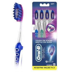 imageOralB 3D White Deep Stain Remover toothbrushes 4 Count Toothbrush Soft Removes 90 of Surface Stains whitens Teeth deep Reach removes Plaque and Stains Tooth BrushToothbrush 4 pack