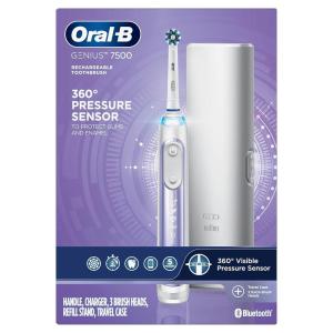 imageOralB 7500 Electric Toothbrush with Replacement Brush Heads and Travel Case BlackOrchid Purple