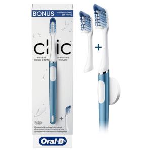 imageOralB Clic Toothbrush Alaska Blue with 2 Replaceable Heads and Magnetic Toothbrush Holder