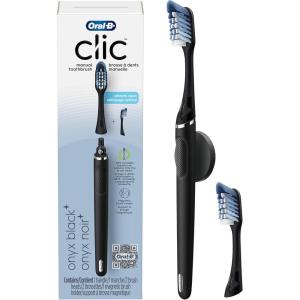 imageOralB Clic Toothbrush Chrome White with 1 Bonus Replacement Brush Head and Magnetic Toothbrush HolderMatte Black