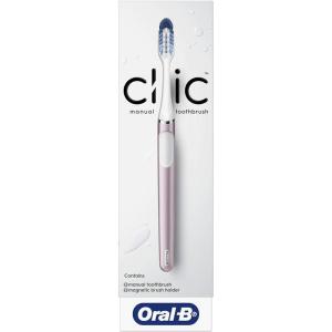 imageOralB Clic Toothbrush Chrome White with 1 Bonus Replacement Brush Head and Magnetic Toothbrush HolderMetallic Rose