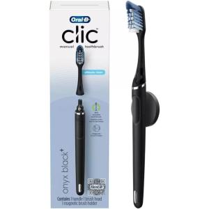 imageOralB Clic Toothbrush Chrome White with 1 Bonus Replacement Brush Head and Magnetic Toothbrush HolderOnyx Black