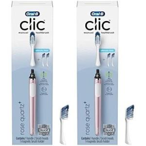 imageOralB Clic Toothbrush Chrome White with 1 Bonus Replacement Brush Head and Magnetic Toothbrush HolderRose
