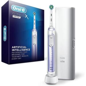 imageOralB Genius X Limited Rechargeable Electric Toothbrush with 1 Replacement Brush Head Travel Case WhitePurple