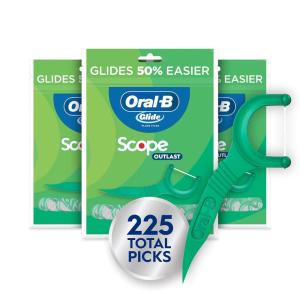 imageOralB Glide Mint Dental Floss Picks with Long Lasting Scope Flavor 3 Pack of 75 Picks 225 Total