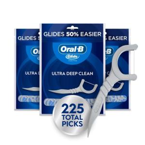 imageOralB Glide Ultra Deep Clean Floss Picks Removes Food and Plaque Cool Mint Flavor 75 Floss Picks Pack of 3