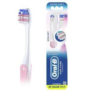 imageOralB Gum Care Sensitive toothbrushes 2 Count tootbrush Extra Soft Gentle on Teeth Gentle on Gums Extra Soft Tooth Brush Compact ToothbrushPink