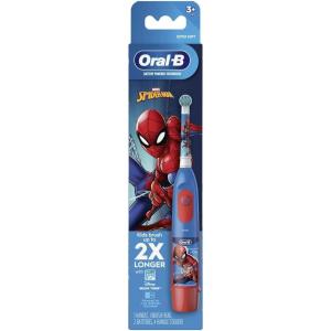 imageOralB Kids Battery Toothbrush Featuring Marvels Spiderman Soft Bristles Replaceable Brush Head for Kids 3RedBlue