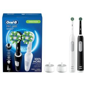 imageOralB Pro 1000 CrossAction Electric Toothbrush Black and White 2 CountBlack  White