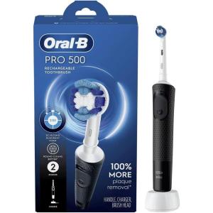 imageOralB Pro 500 Electric Toothbrush with 1 Brush Head Rechargeable Black1 Count Pack of 1