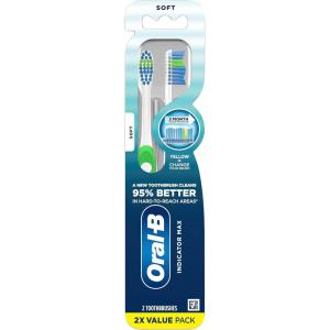 imageOralB Pro Health Fights Plaque ampamp Tartar 2 Count Soft Manual Toothbrush Pack Indicator Bristles Plaque Fighter Gentle on TeethBlue