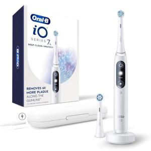 imageOralB iO Deep Clean  Protect Rechargeable Electric Toothbrush White with a iO Series 7 Toothbrush 2 Replacement Brush Heads and a Charging Travel Case