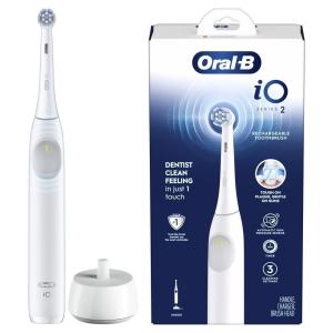 imageOralB iO Series 2 Rechargeable Electric Powered Toothbrush Pure White with 1 Gentle Care Brush Head  Automatic Pressure Sensor to Protect Gums  3 Modes  2 Min Timer
