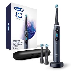 imageOralB iO Series 8 Electric Toothbrush with 2 Replacement Brush Heads and Travel Case Rechargeable Toothbrush Black OnyxBlackonyx