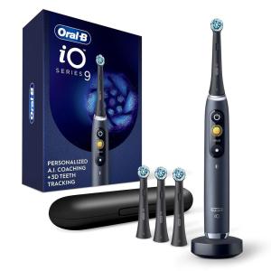 imageOralB iO Series 9 Electric Toothbrush with 3 Replacement Brush Heads Black OnyxBlackonyx