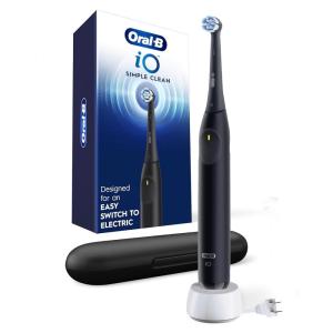 imageOralB iO Simple Clean Rechargeable Electric Powered Toothbrush Night Black with 1 Gentle Care Brush Head and 1 Black Travel Case  Automatic Pressure Sensor to Protect Gums  3 Modes  2 Min TimerNight Black