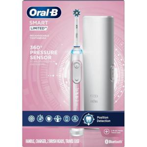 imageOralB Pro Smart Limited Power Rechargeable Electric Toothbrush with 2 Brush Heads and Travel Case WhiteSakura Pink