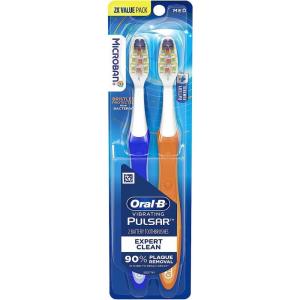 imageOralB Pulsar ProHealth Expert Clean Battery electric toothbrush 2 count MEDIUM toothbrush pack removes plaque travel essentials tooth brushColors May Vary
