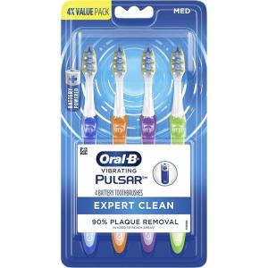 imageOralB Pulsar ProHealth Expert Clean Battery electric toothbrush 2 count MEDIUM toothbrush pack removes plaque travel essentials tooth brushMulticolor