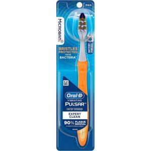 imageOralB Pulsar ProHealth Expert Clean Battery electric toothbrush 2 count MEDIUM toothbrush pack removes plaque travel essentials tooth brushOrange