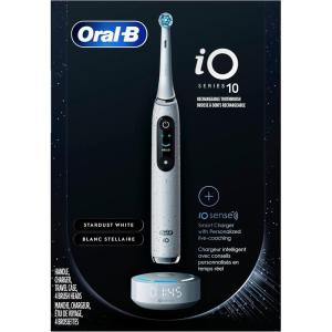 imageOralB iO Series 10 Rechargeable Electric Toothbrush with Visible Pressure Sensor to Protect Gums 2 Min Timer 7 Cleaning Settings 4 Replacement Toothbrush Heads and Charging Travel Case BlackWhite