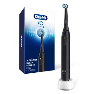 imageOralB iO Series 2 Rechargeable Electric Powered Toothbrush Night Black with 1 Gentle Care Brush Head  Automatic Pressure Sensor to Protect Gums  3 Modes  2 Min Timer