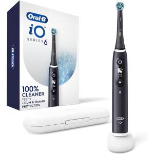 imageOralB iO Series 6 Rechargeable Electric Toothbrush with Visible Pressure Sensor to Protect Gums 2 Minute Timer 5 Cleaning Settings 1 Replacement Toothbrush Head and Travel Case BlackBlack Lava