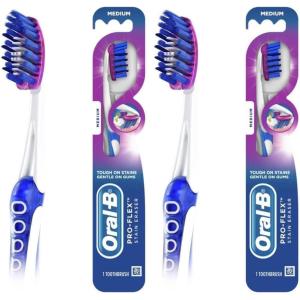 imageOralB 3D White Deep Stain Remover 1 count toothbrush MEDIUM Removes 90 of surface stains whitens teeth deep reach removes plaque and stains tooth brush1 Count Pack of 2