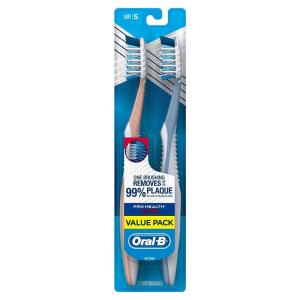 imageOralB Pro Health CrossAction Plaque Removal toothbrushes 2 Count Toothbrush Medium Deep Reach in Tight Spaces Tongue Scraper Tooth Brush Plaque Fighter Gentle on Teeth Gum stimulatorsSoft