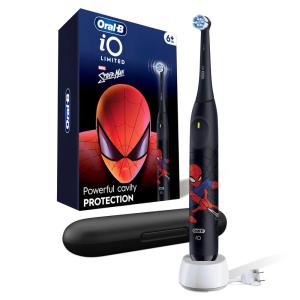 imageOralB iO Kids Limited Rechargeable Electric Powered Toothbrush Spiderman with 1 Gentle Care Brush Head  Automatic Pressure Sensor to Protect Gums  3 Cleaning Settings  2 Min Music Timer