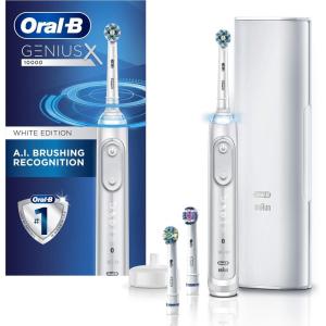 imageOralB GENIUS X Electric Toothbrush with 3 OralB Replacement Brush Heads and Toothbrush Case White Packaging May VaryWhite
