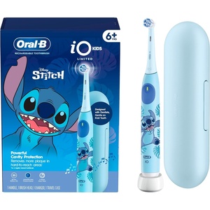image:imageOralB iO Kids Limited Rechargeable Electric Powered Toothbrush Stitch  Automatic Pressure Sensor  3 Cleaning Settings  Music Timer  28 Day Battery Life  Travel Case