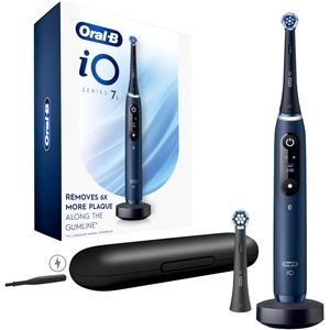 image:imageOralB Rechargeable Electric Toothbrush iO7 Limited Deep Clean  Protect 5 Cleaning Modes Interactive Display Visible Pressure Sensor 2 Brush Heads Charging Travel Case Sapphire Blue