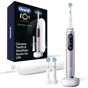 image:imageOralB Rechargeable Electric Toothbrush iO9 Limited Ultimate Clean 7 Cleaning Modes Interactive Display iSense Charger Charging Travel Case Visible Pressure Sensor 3 Brush Heads Rose QuartzRose Quartz