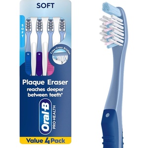 image:imageOralB Toothbrush ProHealth Plaque Eraser Manual Toothbrush Reaches Deeper Between Teeth Soft 4 Count